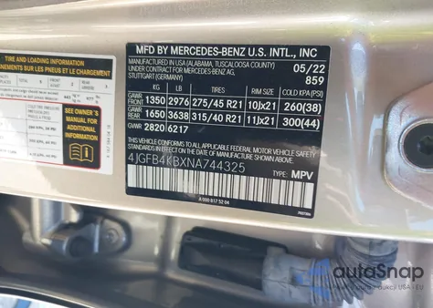 2022 Mercedes-Benz Gle 350 4Matic из США, поврежденный, VIN 4JGFB4KBXNA744325